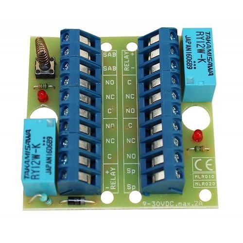 Alarmtech RC 020 Relay Platinum Relay Card with 2-Relays and Dual (2x) Alternating NC/NO Functions, 9-30 VDC